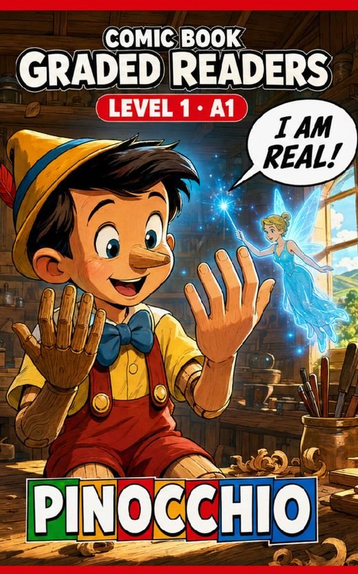 Cover of Pinocchio – A1 English comic book graded reader
