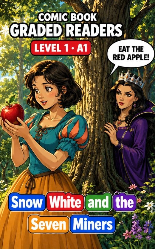 Cover of Snow White and the Seven Miners – A1 English comic book graded reader