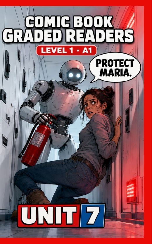 Cover of Unit 7 – A1 English comic book graded reader